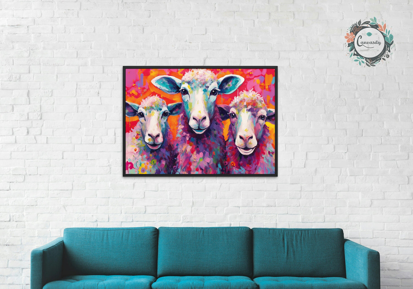 Three Colorful Sheep Poster. Colorful Animal Wall Art Print. Gift for Farmer, Dad, Grandad, Mum. Farm Nursery Print - CanvasityCrafts - Free Shipping