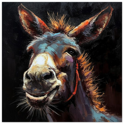 Happy Donkey! Unframed Print Oil Painting Style - Wildlife Animal Wall Art, Farm Animal, Farmer Gift - CanvasityCrafts - Free Shipping