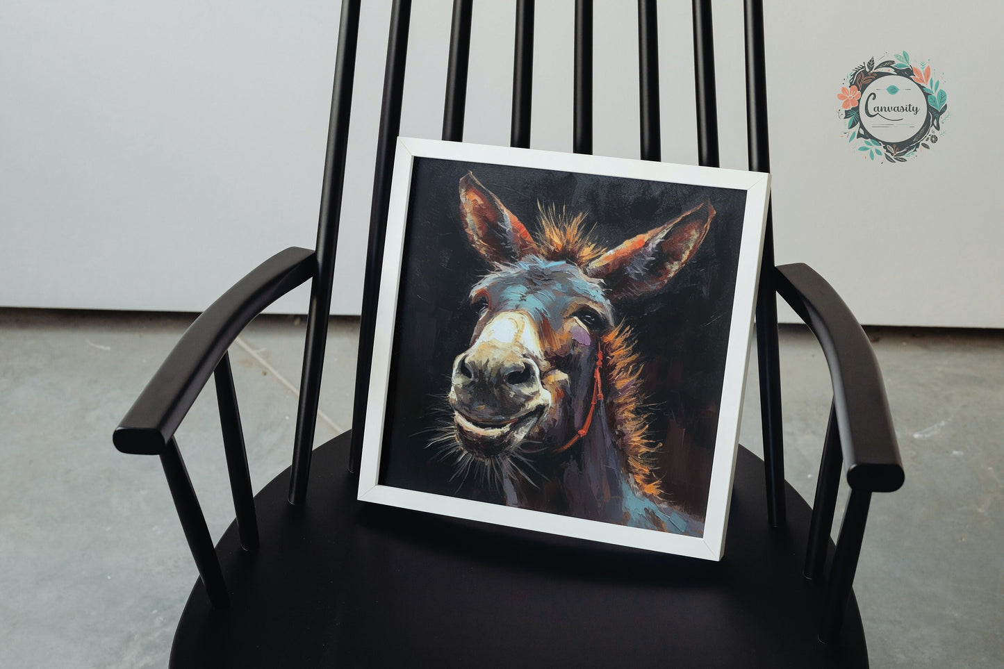 Happy Donkey! Unframed Print Oil Painting Style - Wildlife Animal Wall Art, Farm Animal, Farmer Gift - CanvasityCrafts - Free Shipping