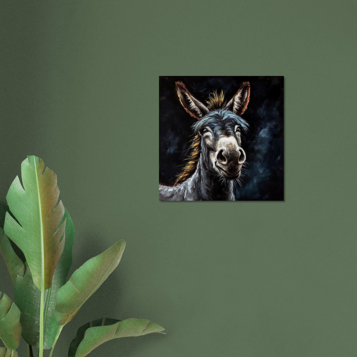 Happy Donkey! Unframed Print Oil Painting Style - Wildlife Animal Wall Art, Farm Animal, Farmer Gift - CanvasityCrafts - Free Shipping