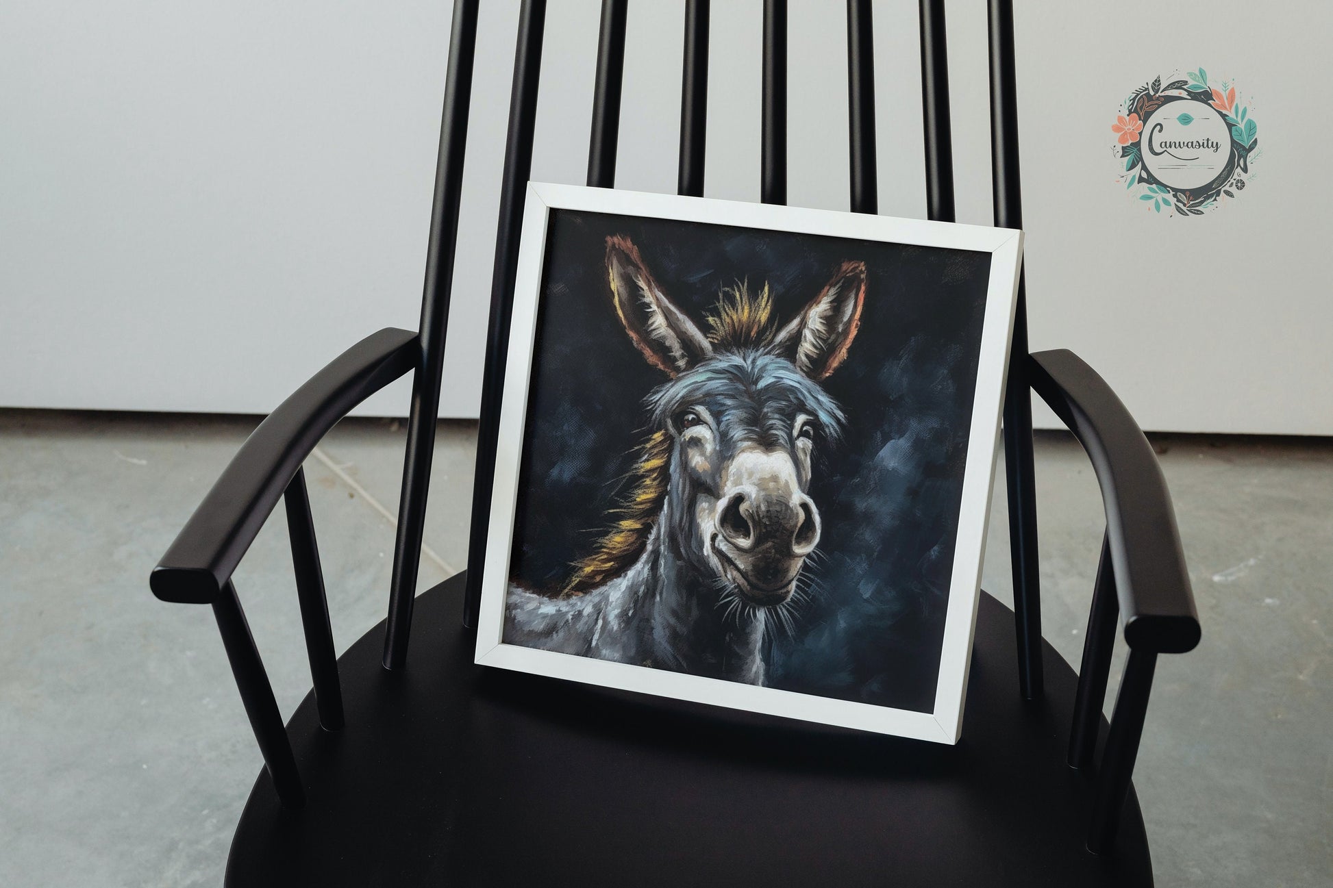 Happy Donkey! Unframed Print Oil Painting Style - Wildlife Animal Wall Art, Farm Animal, Farmer Gift - CanvasityCrafts - Free Shipping