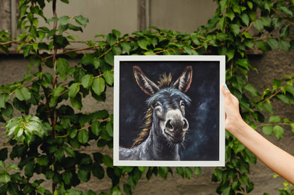 Happy Donkey! Unframed Print Oil Painting Style - Wildlife Animal Wall Art, Farm Animal, Farmer Gift - CanvasityCrafts - Free Shipping