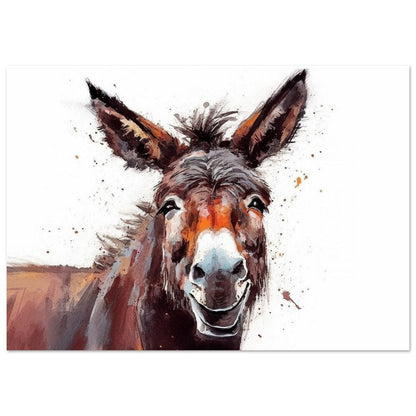 Happy Donkey Abstract Premium Print - Unframed Oil Painting Style - Wildlife Animal Wall Art, Farm Animal, Farmer Gift - CanvasityCrafts - Free Shipping