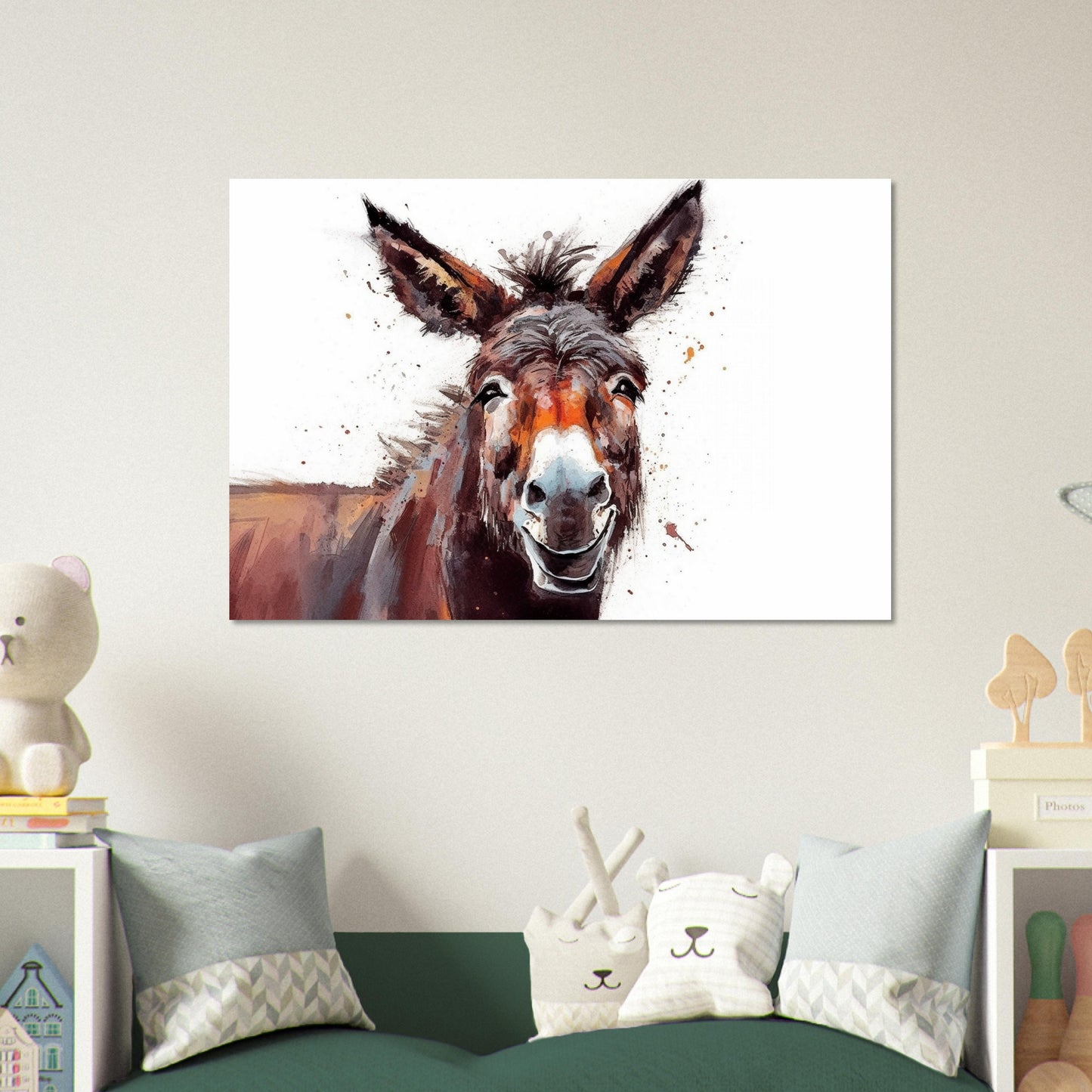 Happy Donkey Abstract Premium Print - Unframed Oil Painting Style - Wildlife Animal Wall Art, Farm Animal, Farmer Gift - CanvasityCrafts - Free Shipping