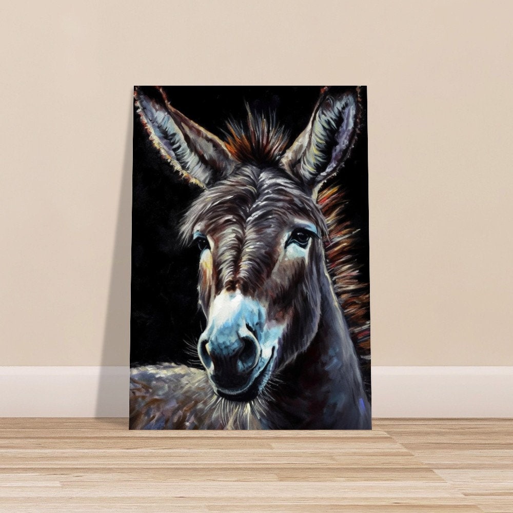 Grey Donkey Poster Print - Beautiful Oil Painting Wildlife Animal Wall Art, Farm Animal, Farmer Gift, Mule Equine Vintage Fine Art - CanvasityCrafts - Free Shipping