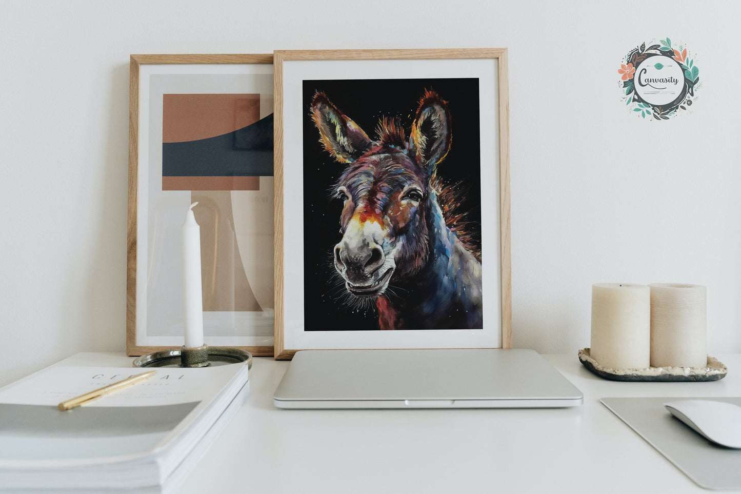 Happy Donkey Beautiful Premium Print - Unframed Oil Painting Style - Wildlife Animal Wall Art, Farm Animal, Farmer Gift - CanvasityCrafts - Free Shipping