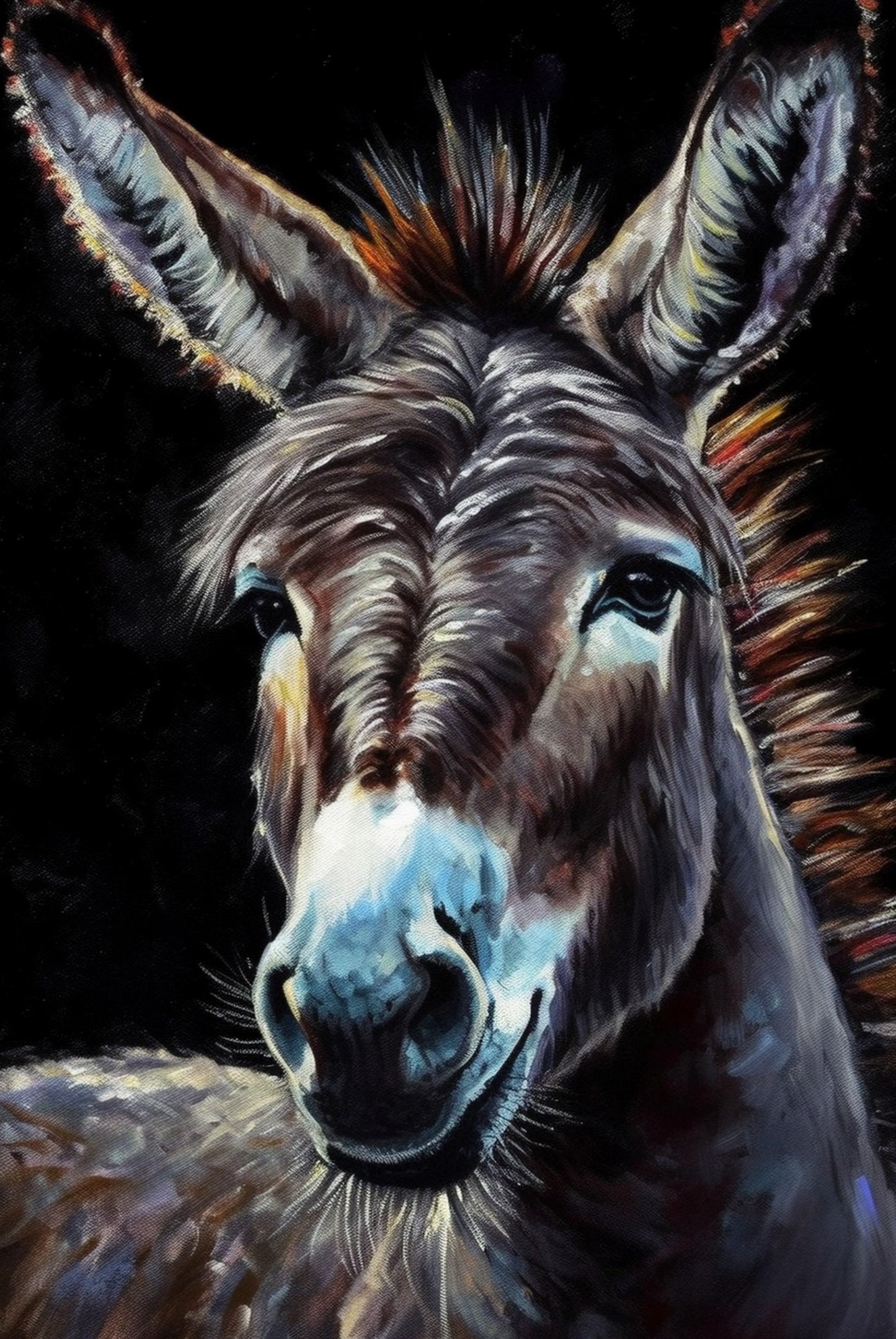 Grey Donkey Poster Print - Beautiful Oil Painting Wildlife Animal Wall Art, Farm Animal, Farmer Gift, Mule Equine Vintage Fine Art - CanvasityCrafts - Free Shipping