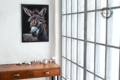 Grey Donkey Poster Print - Beautiful Oil Painting Wildlife Animal Wall Art, Farm Animal, Farmer Gift, Mule Equine Vintage Fine Art - CanvasityCrafts - Free Shipping