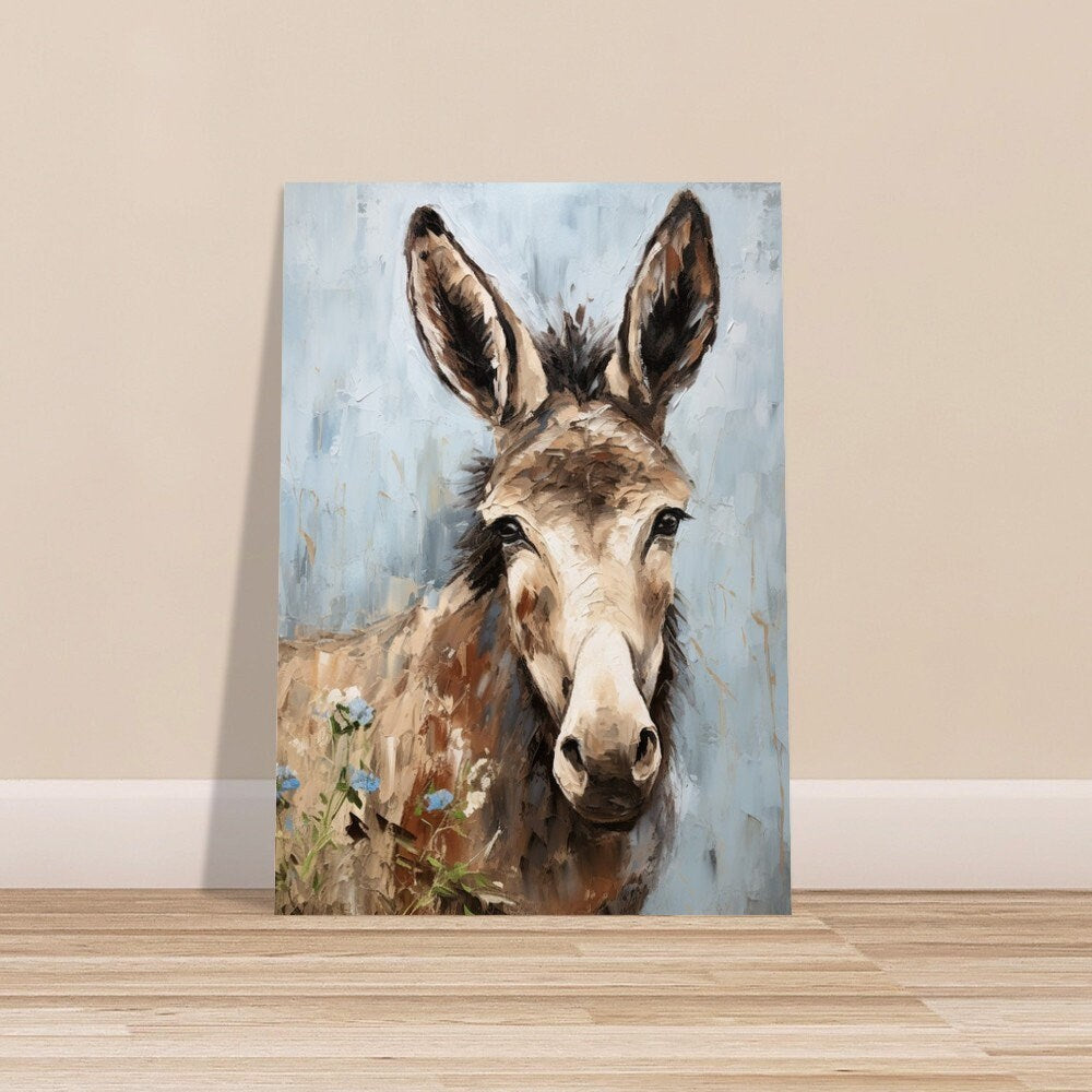 Happy Donkey Beautiful Premium Print - Unframed Pallet Knife Style Poster - Wildlife Animal Wall Art, Farm Animal, Farmer Gift - CanvasityCrafts - Free Shipping