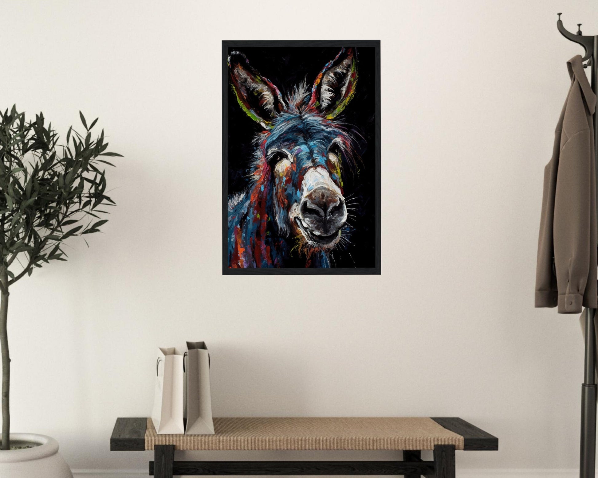 Abstract Happy Donkey Beautiful Premium Print - Unframed Broad Brush Style Poster - Wildlife Animal Wall Art, Farm Animal, Farmer Gift - CanvasityCrafts - Free Shipping