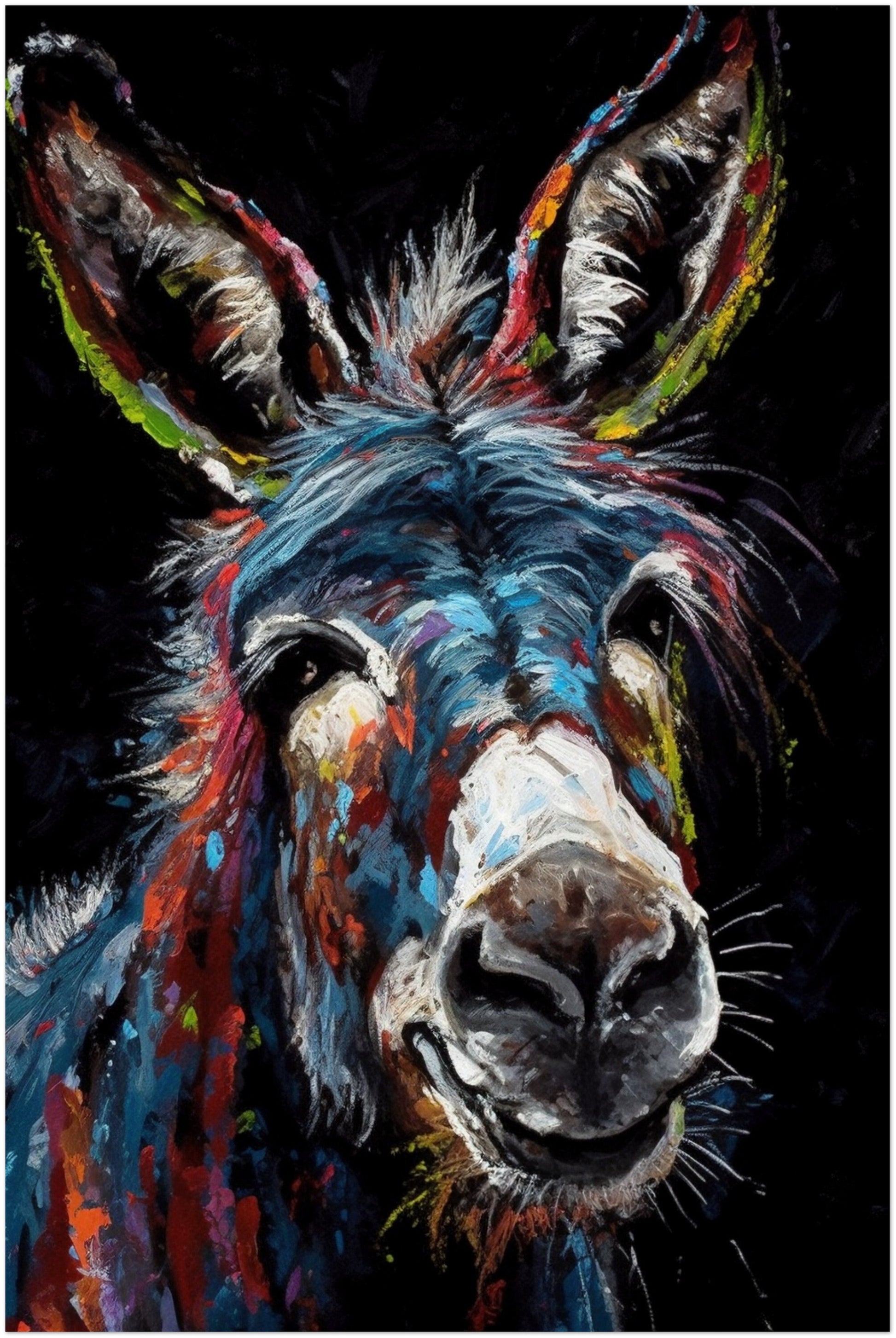 Abstract Happy Donkey Beautiful Premium Print - Unframed Broad Brush Style Poster - Wildlife Animal Wall Art, Farm Animal, Farmer Gift - CanvasityCrafts - Free Shipping