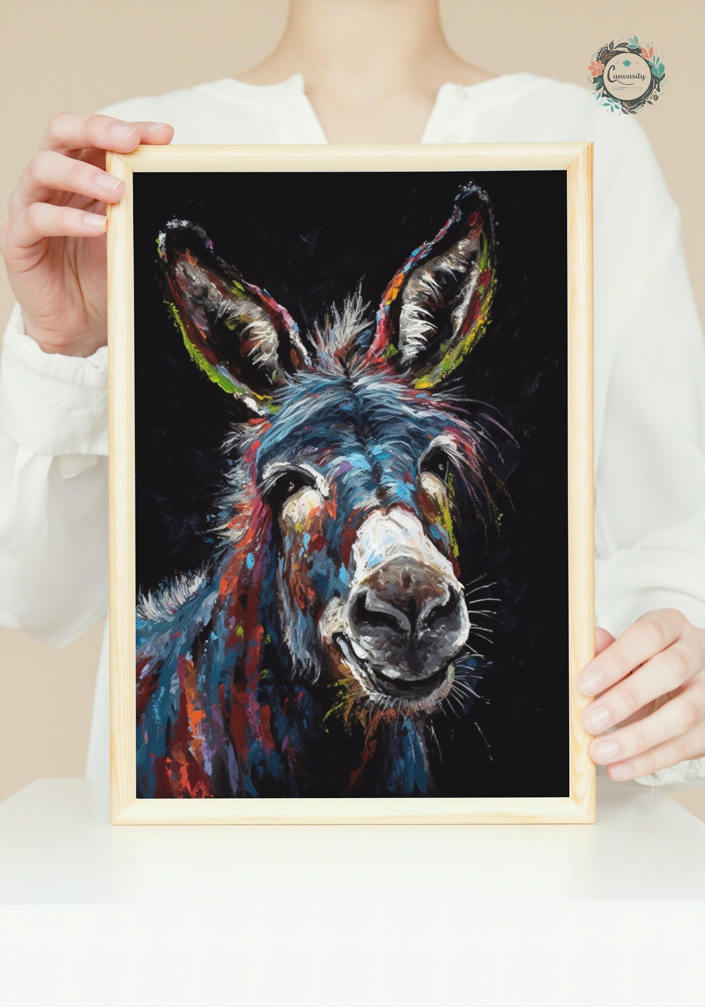 Abstract Happy Donkey Beautiful Premium Print - Unframed Broad Brush Style Poster - Wildlife Animal Wall Art, Farm Animal, Farmer Gift - CanvasityCrafts - Free Shipping