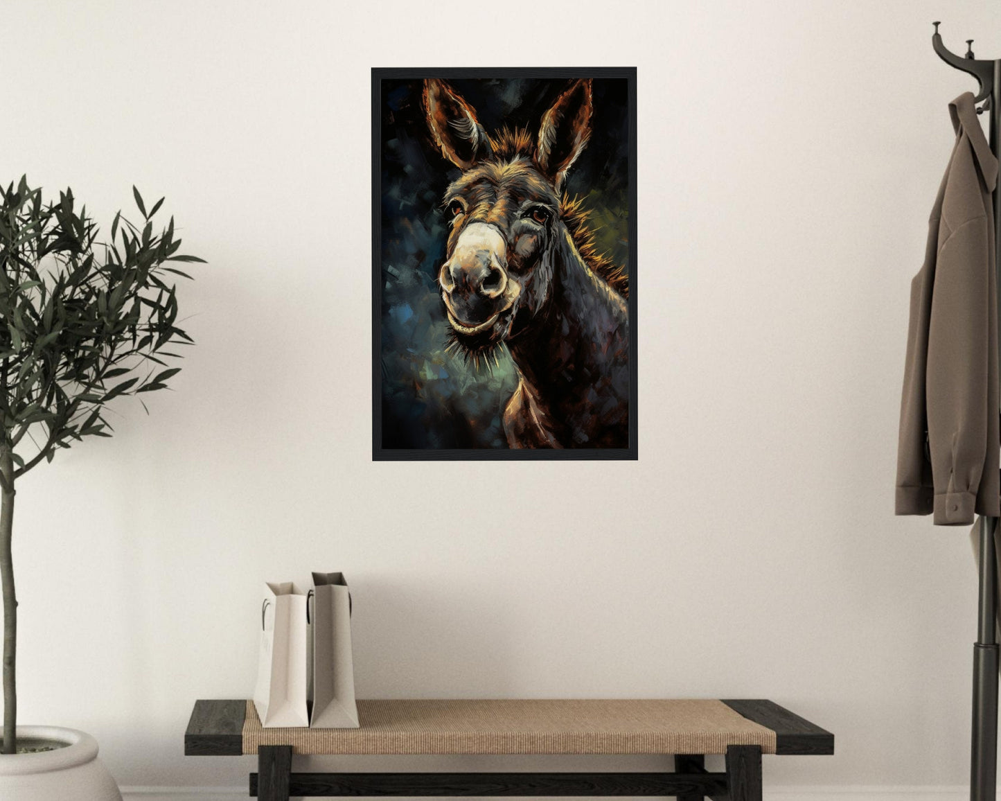 Happy Donkey Beautiful Premium Print - Unframed Pallet Knife Style Poster - Wildlife Animal Wall Art, Farm Animal, Farmer Gift - CanvasityCrafts - Free Shipping