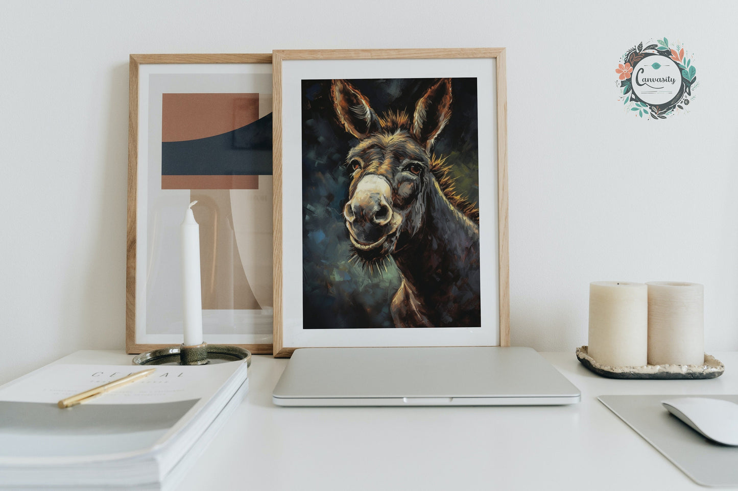 Happy Donkey Beautiful Premium Print - Unframed Pallet Knife Style Poster - Wildlife Animal Wall Art, Farm Animal, Farmer Gift - CanvasityCrafts - Free Shipping