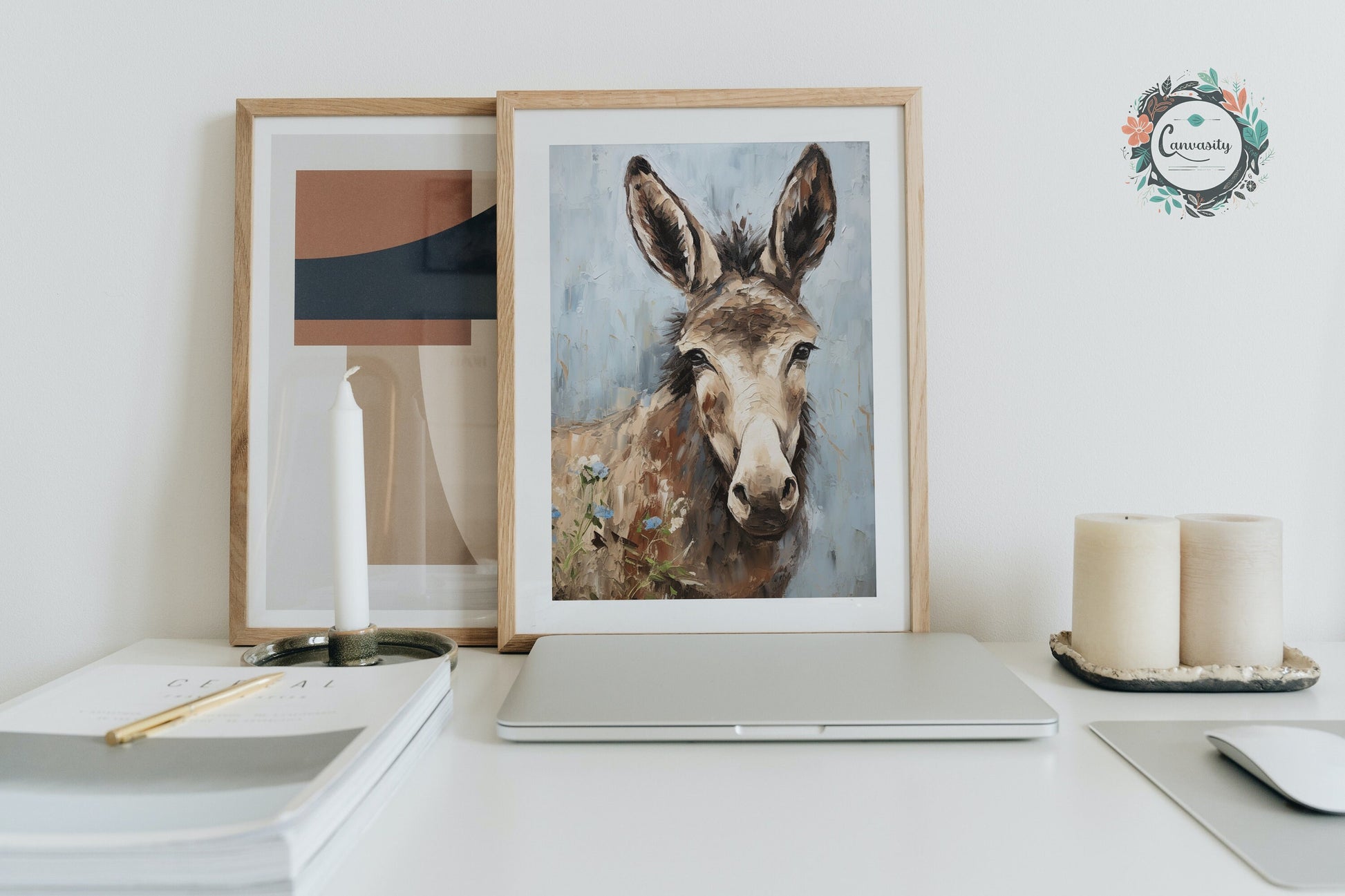 Happy Donkey Beautiful Premium Print - Unframed Pallet Knife Style Poster - Wildlife Animal Wall Art, Farm Animal, Farmer Gift - CanvasityCrafts - Free Shipping