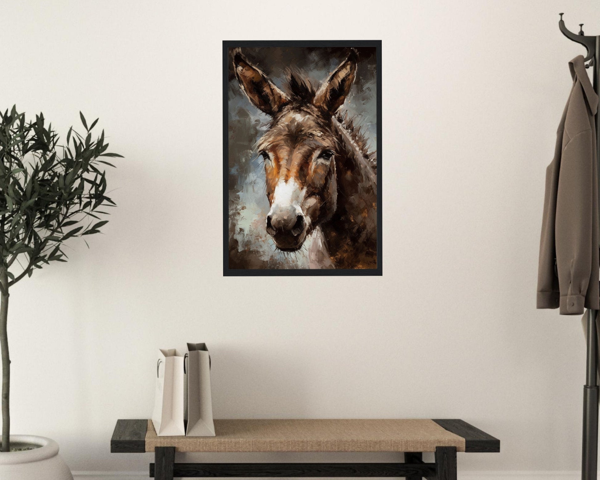 Happy Donkey Beautiful Premium Print - Unframed Pallet Knife Style Poster - Wildlife Animal Wall Art, Farm Animal, Farmer Gift - CanvasityCrafts - Free Shipping