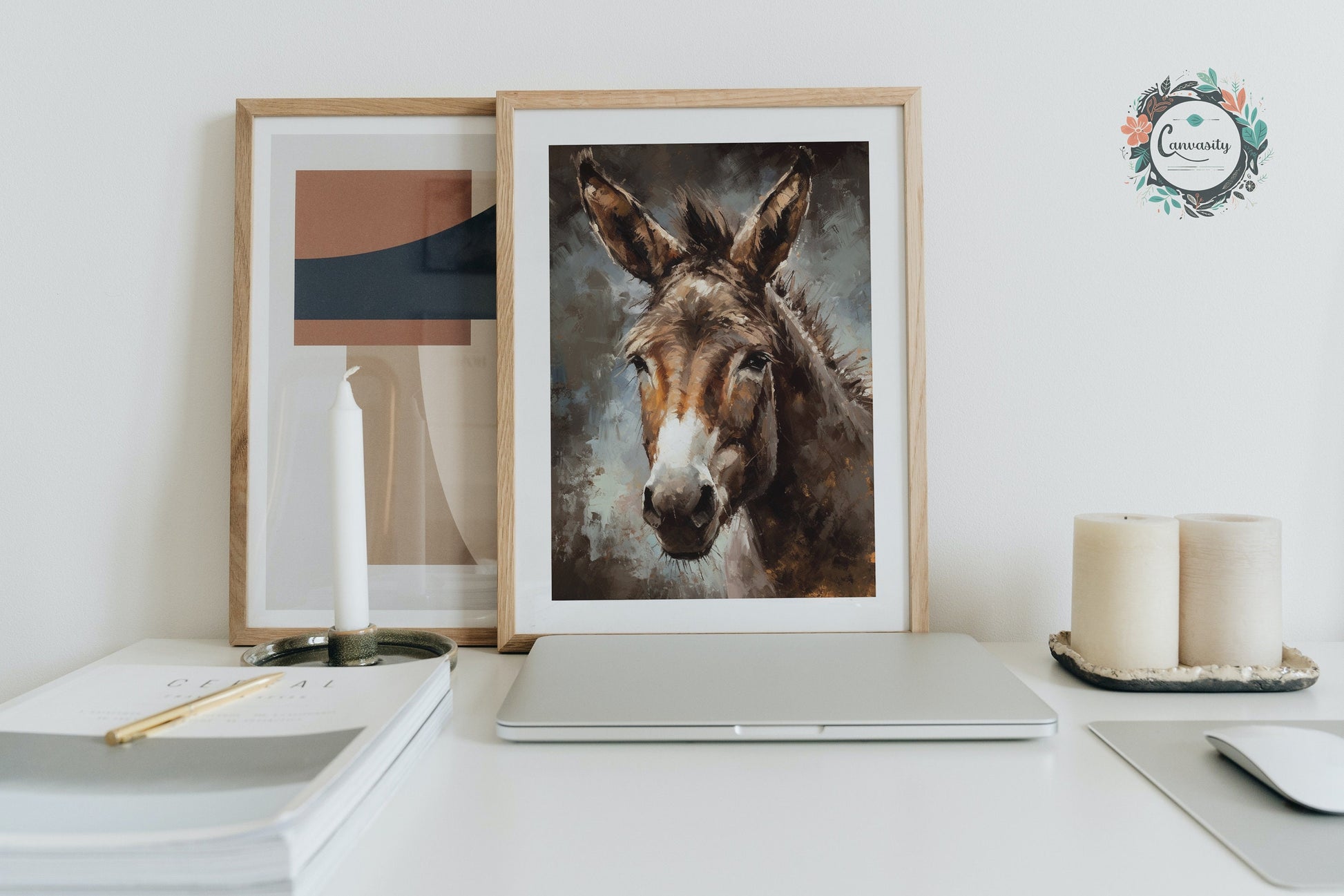 Happy Donkey Beautiful Premium Print - Unframed Pallet Knife Style Poster - Wildlife Animal Wall Art, Farm Animal, Farmer Gift - CanvasityCrafts - Free Shipping