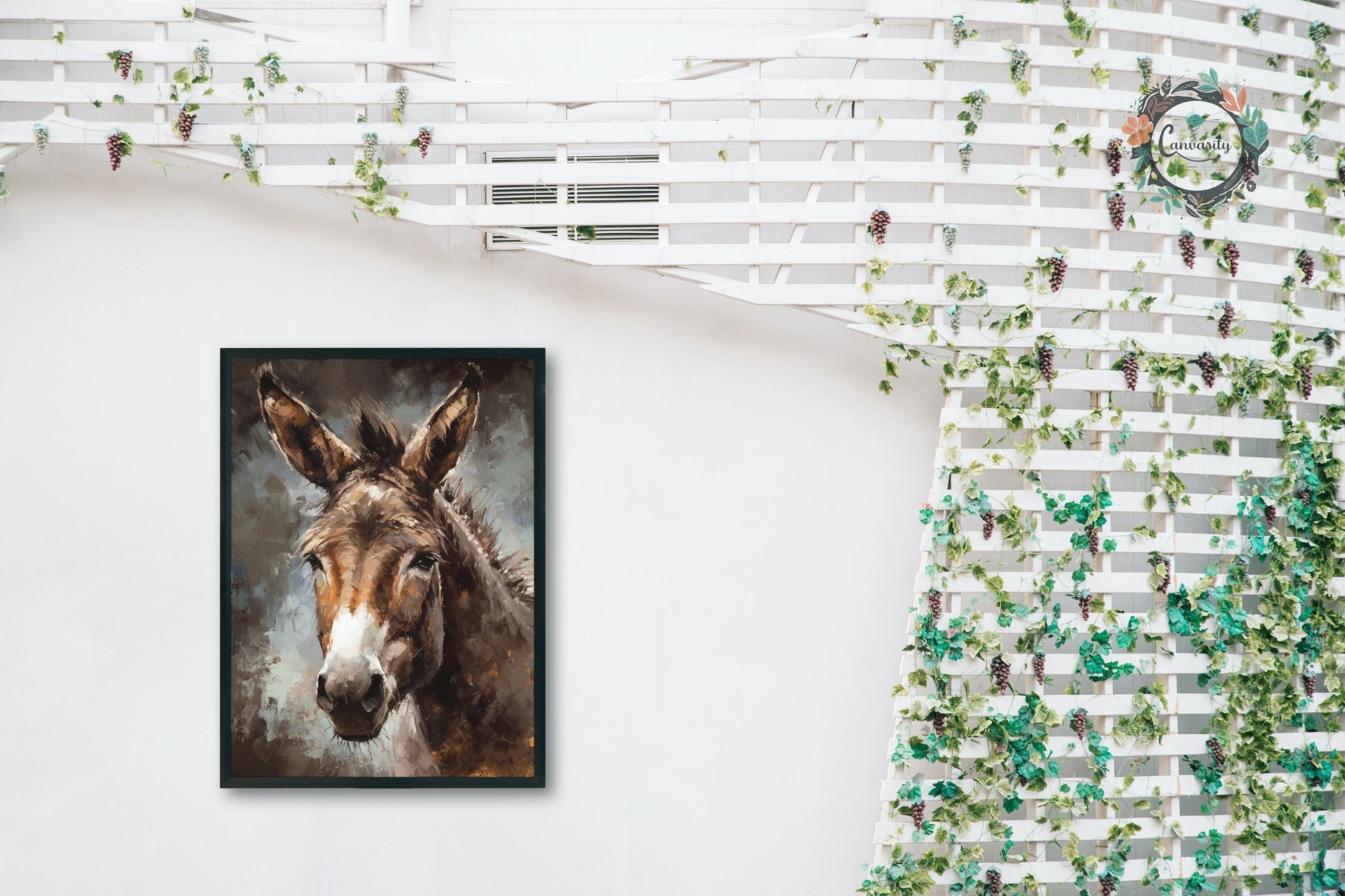 Happy Donkey Beautiful Premium Print - Unframed Pallet Knife Style Poster - Wildlife Animal Wall Art, Farm Animal, Farmer Gift - CanvasityCrafts - Free Shipping