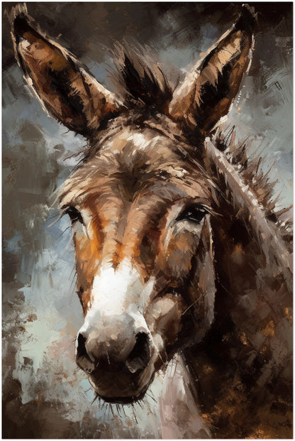 Happy Donkey Beautiful Premium Print - Unframed Pallet Knife Style Poster - Wildlife Animal Wall Art, Farm Animal, Farmer Gift - CanvasityCrafts - Free Shipping