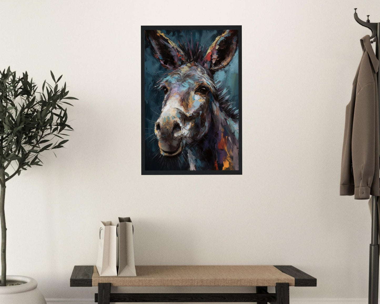 Happy Donkey Beautiful Premium Print - Unframed Pallet Knife Style Poster - Wildlife Animal Wall Art, Farm Animal, Farmer Gift - CanvasityCrafts - Free Shipping