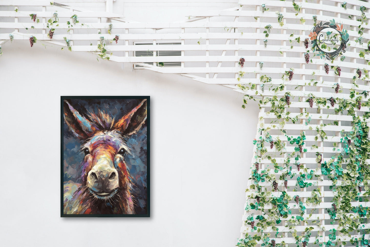 Happy Donkey Beautiful Premium Print - Unframed Pallet Knife Style Poster - Wildlife Animal Wall Art, Farm Animal, Farmer Gift - CanvasityCrafts - Free Shipping