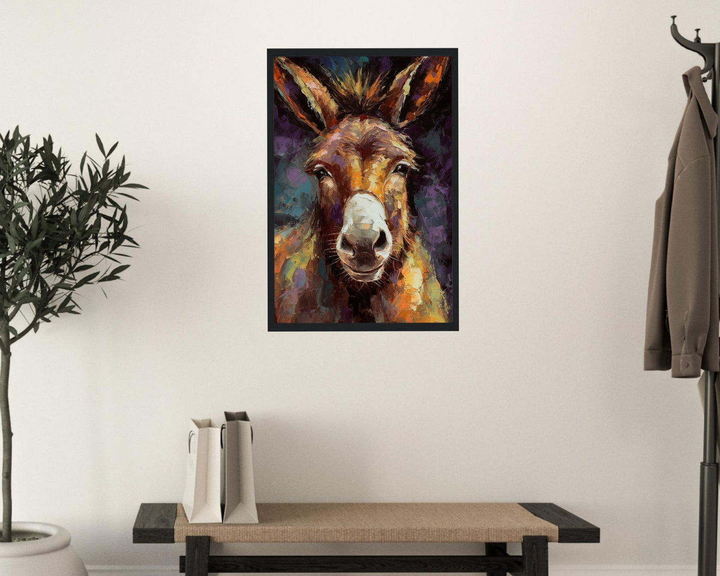 Happy Donkey Beautiful Premium Print - Unframed Pallet Knife Style Poster - Wildlife Animal Wall Art, Farm Animal, Farmer Gift - CanvasityCrafts - Free Shipping