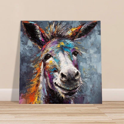 Happy Donkey Colorful Premium Print - Unframed Pallet Knife Style Poster - Wildlife Animal Wall Art, Farm Animal, Farmer Gift - CanvasityCrafts - Free Shipping