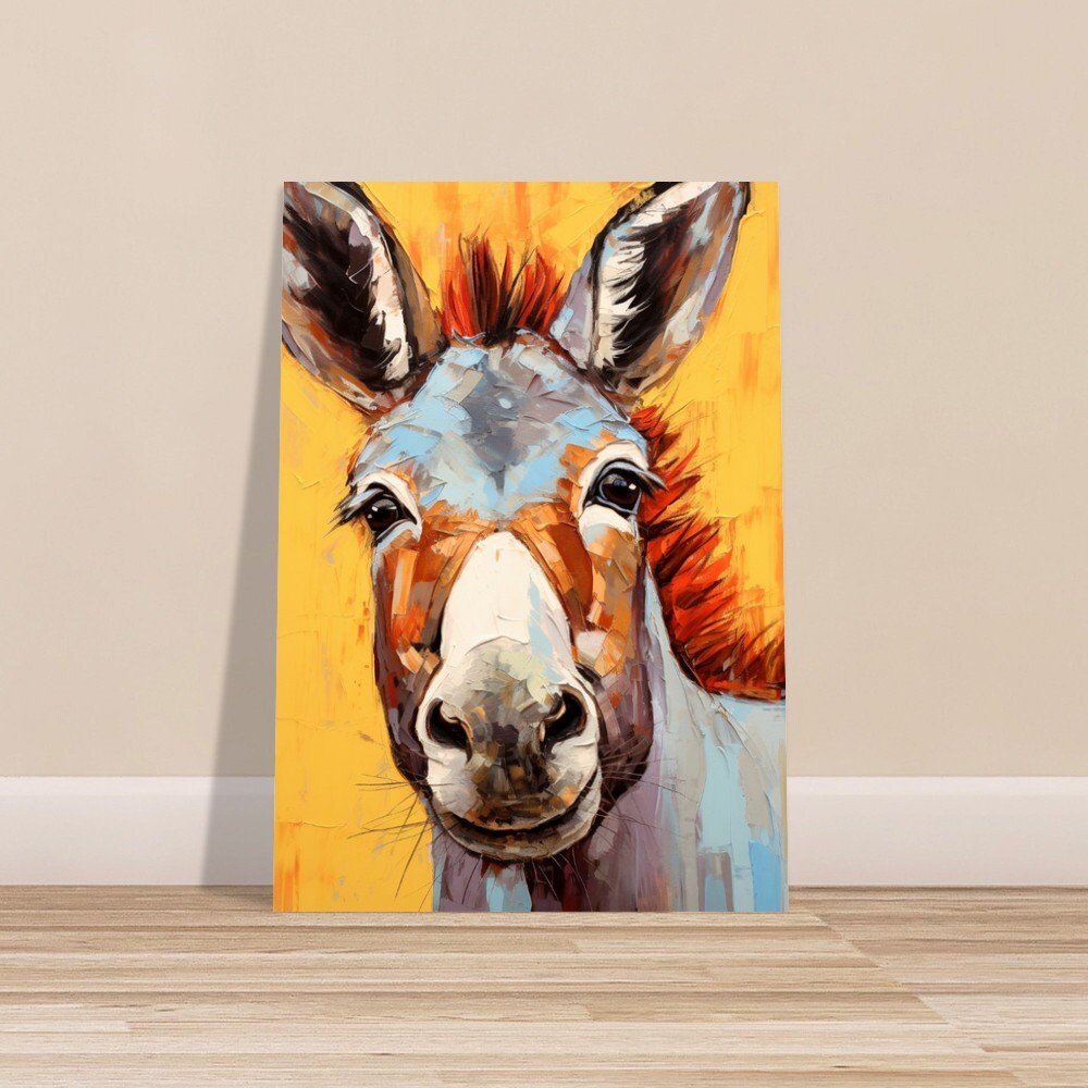 Smiling Donkey Yellow Premium Print - Unframed Pop Art Style Poster - Wildlife Animal Wall Art, Farm Animal, Farmer Gift - CanvasityCrafts - Free Shipping