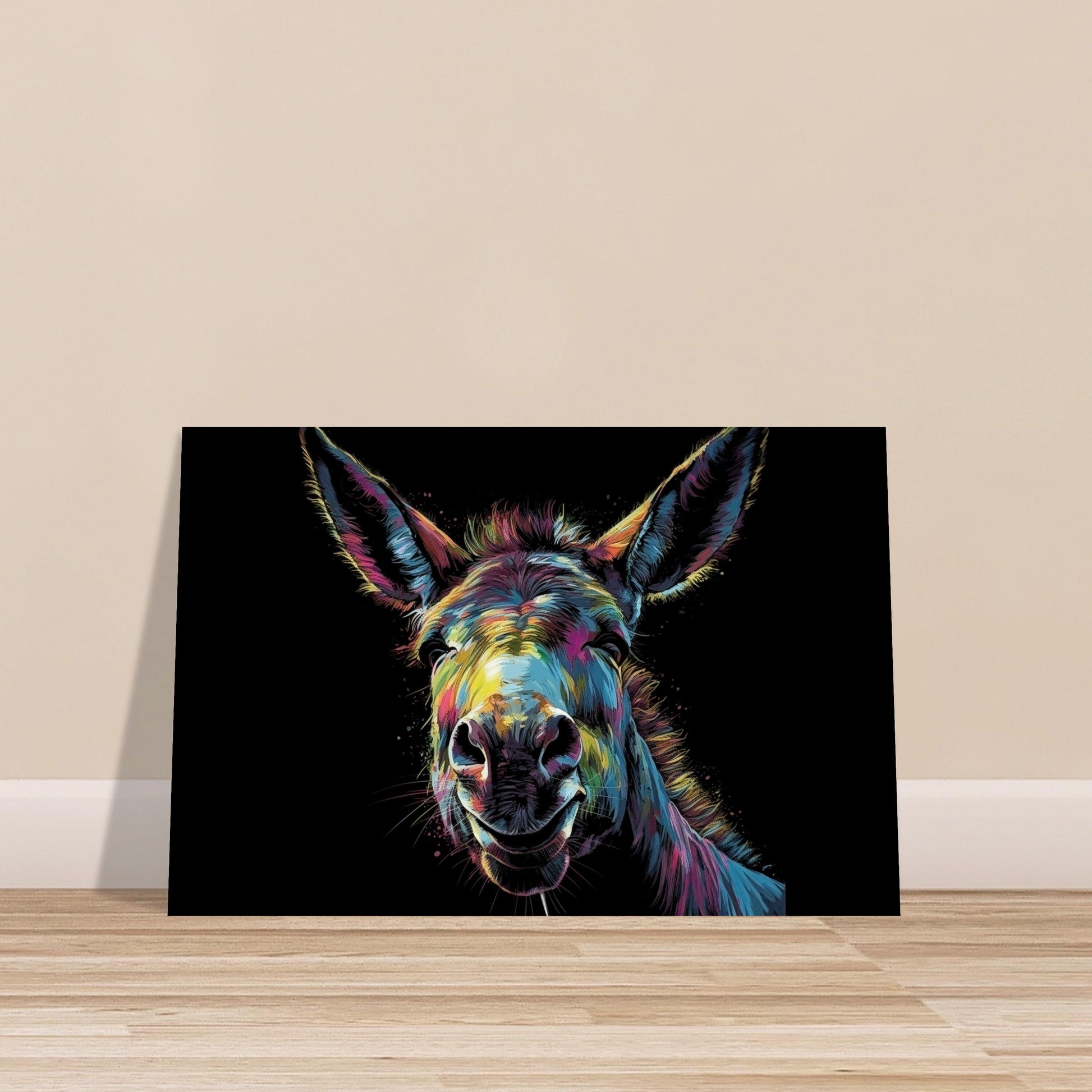 Happy Rainbow Donkey Premium Print - Unframed Pop Art Style Poster - Wildlife Animal Wall Art, Farm Animal, Farmer Gift - CanvasityCrafts - Free Shipping