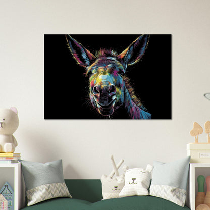 Happy Rainbow Donkey Premium Print - Unframed Pop Art Style Poster - Wildlife Animal Wall Art, Farm Animal, Farmer Gift - CanvasityCrafts - Free Shipping