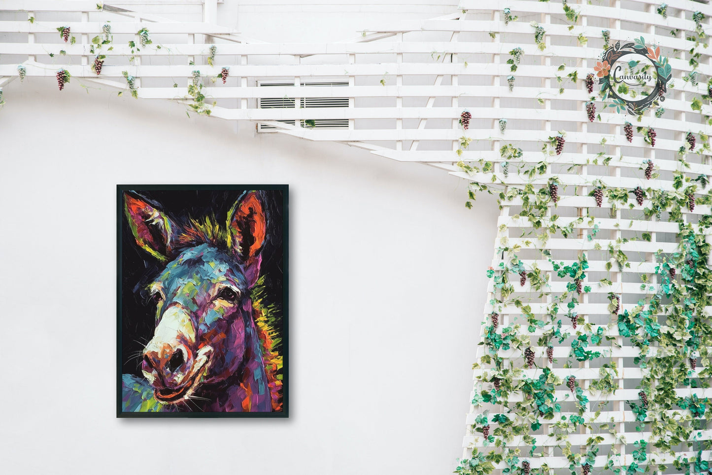 Happy Rainbow Donkey Premium Print - Unframed Pop Art Style Poster - Wildlife Animal Wall Art, Farm Animal, Farmer Gift - CanvasityCrafts - Free Shipping