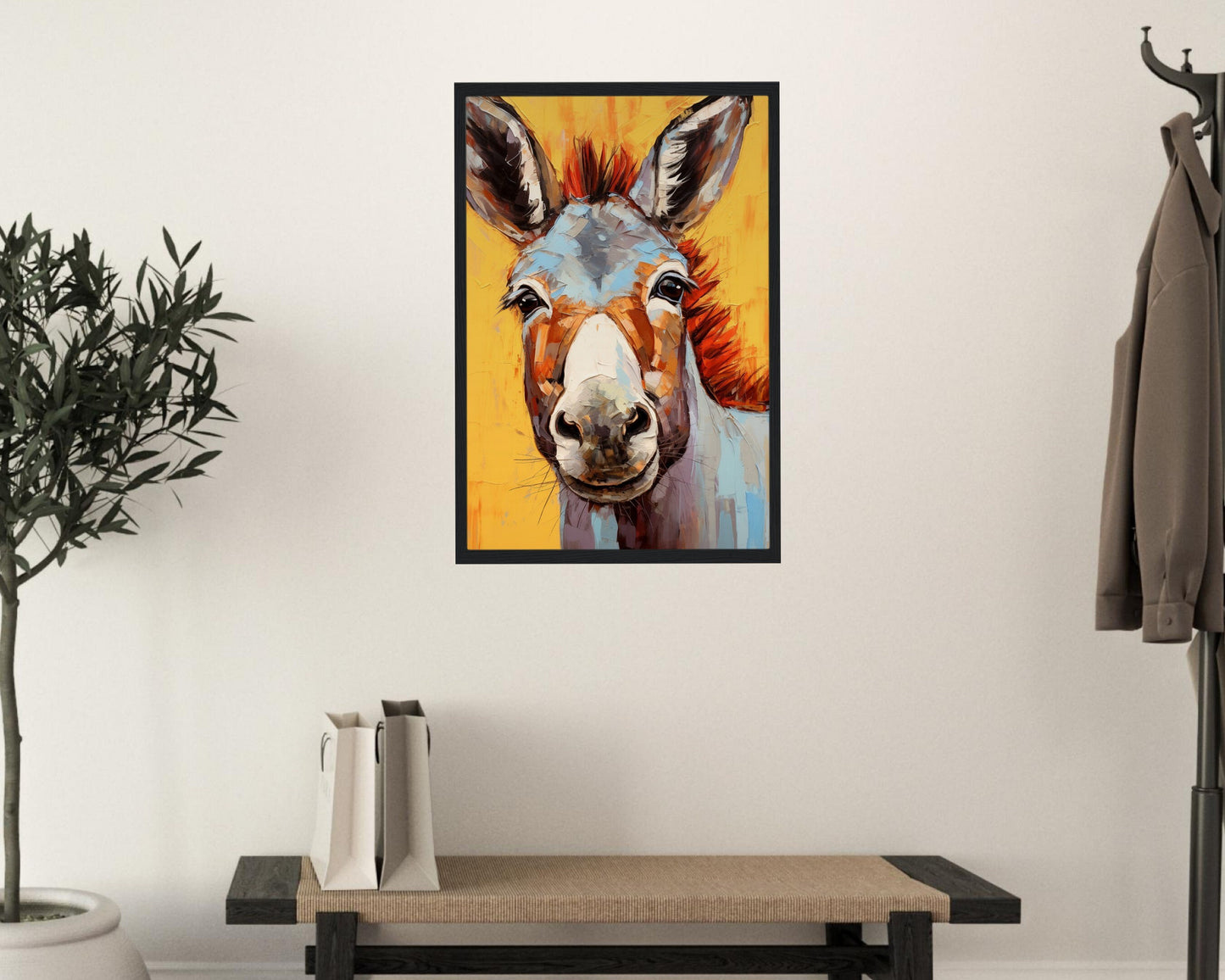 Smiling Donkey Yellow Premium Print - Unframed Pop Art Style Poster - Wildlife Animal Wall Art, Farm Animal, Farmer Gift - CanvasityCrafts - Free Shipping