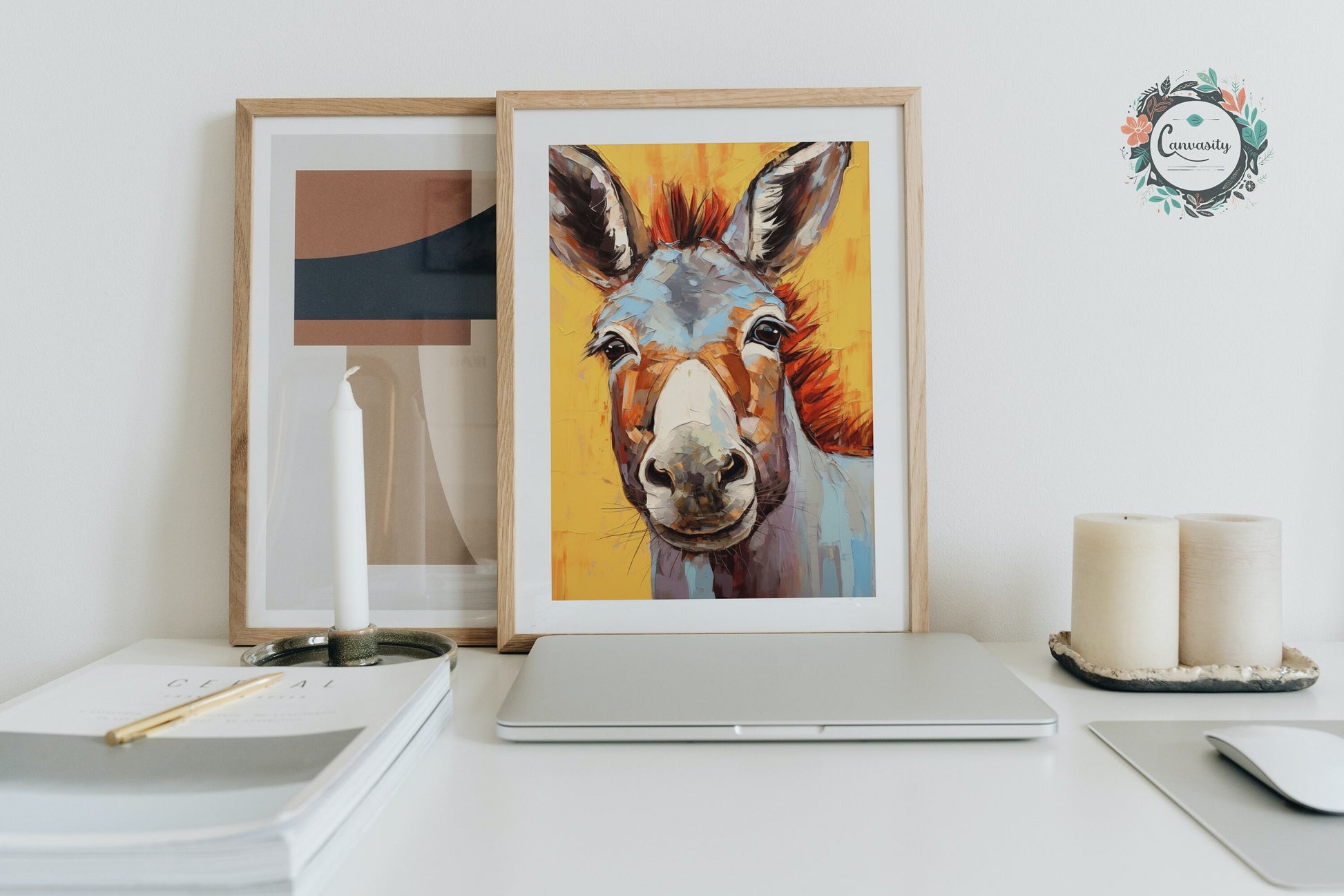 Smiling Donkey Yellow Premium Print - Unframed Pop Art Style Poster - Wildlife Animal Wall Art, Farm Animal, Farmer Gift - CanvasityCrafts - Free Shipping