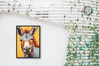 Smiling Donkey Yellow Premium Print - Unframed Pop Art Style Poster - Wildlife Animal Wall Art, Farm Animal, Farmer Gift - CanvasityCrafts - Free Shipping