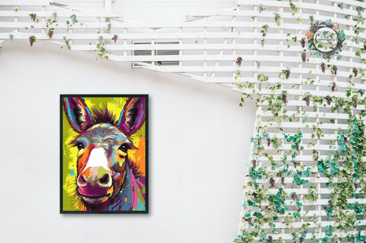 Bright Colorful Donkey Premium Print - Unframed Pop Art Style Poster - Wildlife Animal Wall Art, Farm Animal, Farmer Gift - CanvasityCrafts - Free Shipping