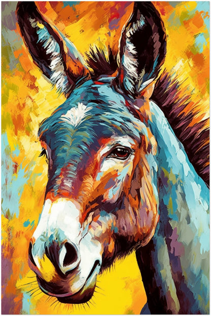 Bright Colorful Donkey Premium Print - Unframed Pop Art Style Poster - Wildlife Animal Wall Art, Farm Animal, Farmer Gift - CanvasityCrafts - Free Shipping