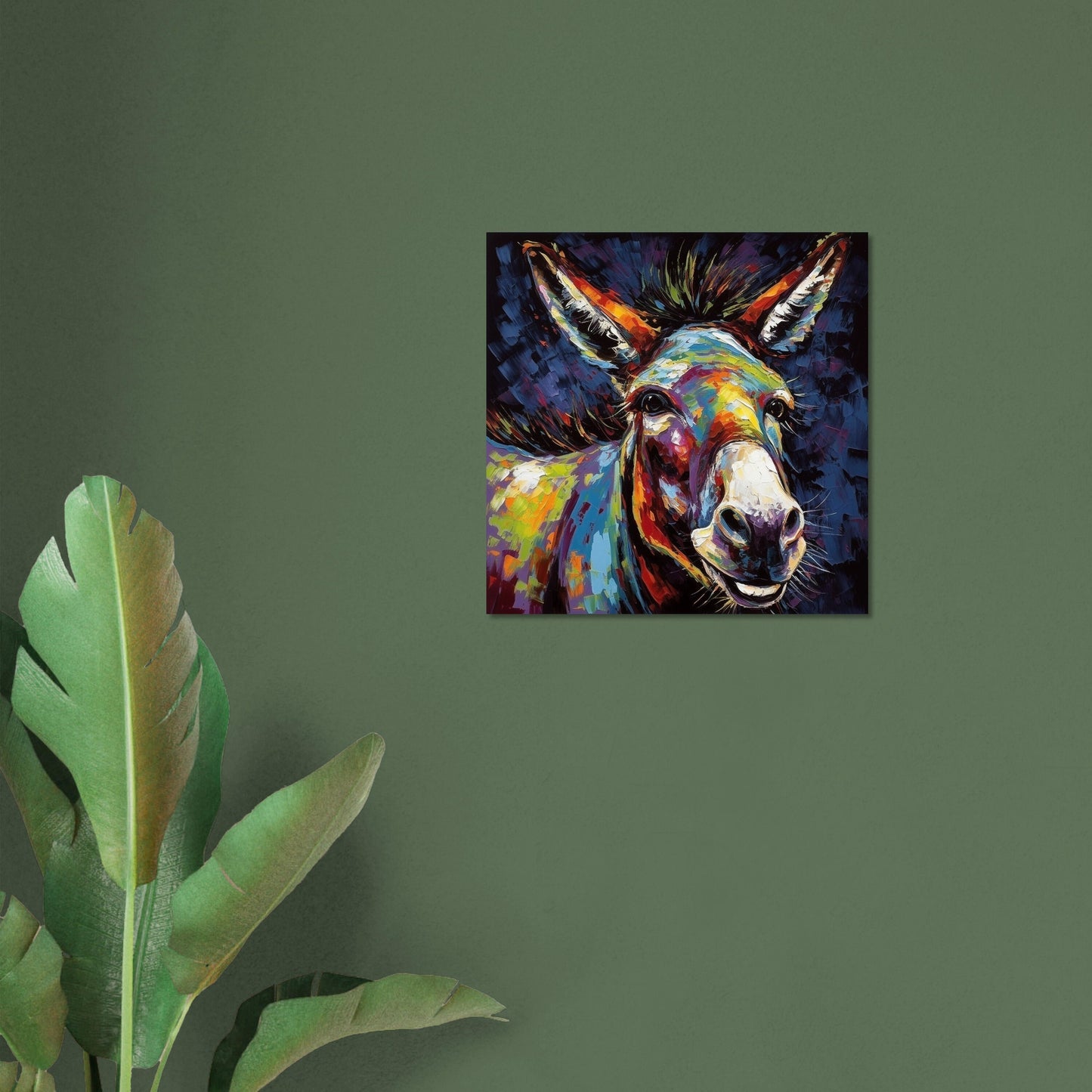 Happy Rainbow Donkey Premium Print - Unframed Pop Art Style Poster - Wildlife Animal Wall Art, Farm Animal, Farmer Gift - CanvasityCrafts - Free Shipping