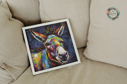 Happy Rainbow Donkey Premium Print - Unframed Pop Art Style Poster - Wildlife Animal Wall Art, Farm Animal, Farmer Gift - CanvasityCrafts - Free Shipping