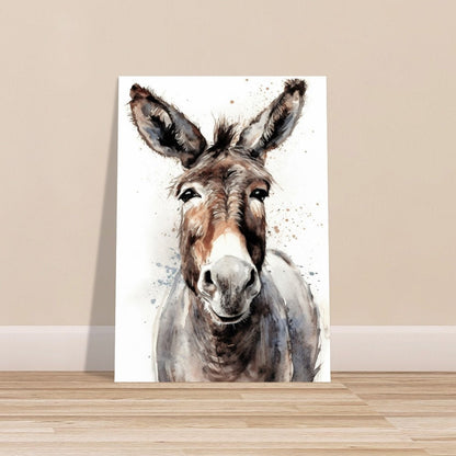 Happy Donkey Premium Print - Unframed Watercolor Poster - Wildlife Animal Wall Art, Farm Animal, Farmer Gift - CanvasityCrafts - Free Shipping