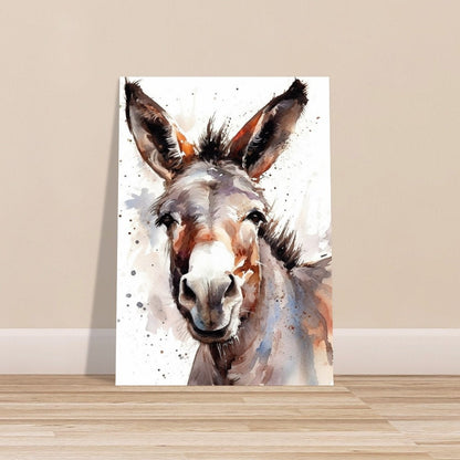 Happy Donkey Premium Print - Unframed Watercolor Poster - Wildlife Animal Wall Art, Farm Animal, Farmer Gift - CanvasityCrafts - Free Shipping