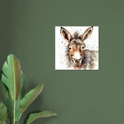 Happy Donkey Premium Print - Unframed Watercolor Poster - Wildlife Animal Wall Art, Farm Animal, Farmer Gift - CanvasityCrafts - Free Shipping