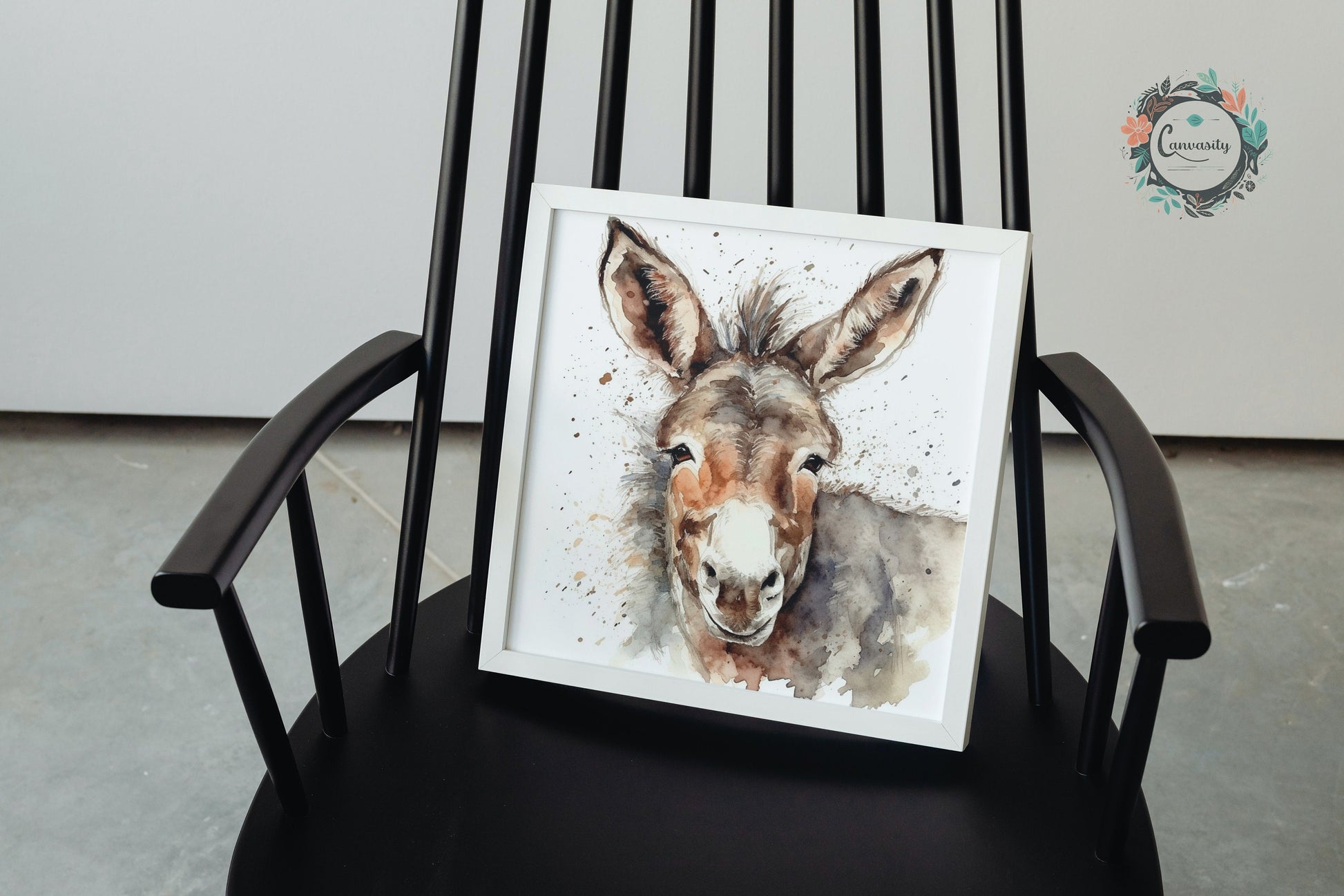 Happy Donkey Premium Print - Unframed Watercolor Poster - Wildlife Animal Wall Art, Farm Animal, Farmer Gift - CanvasityCrafts - Free Shipping