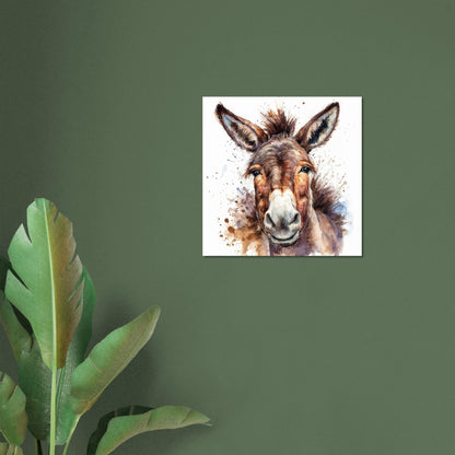 Happy Donkey Premium Print - Unframed Watercolor Poster - Wildlife Animal Wall Art, Farm Animal, Farmer Gift - CanvasityCrafts - Free Shipping