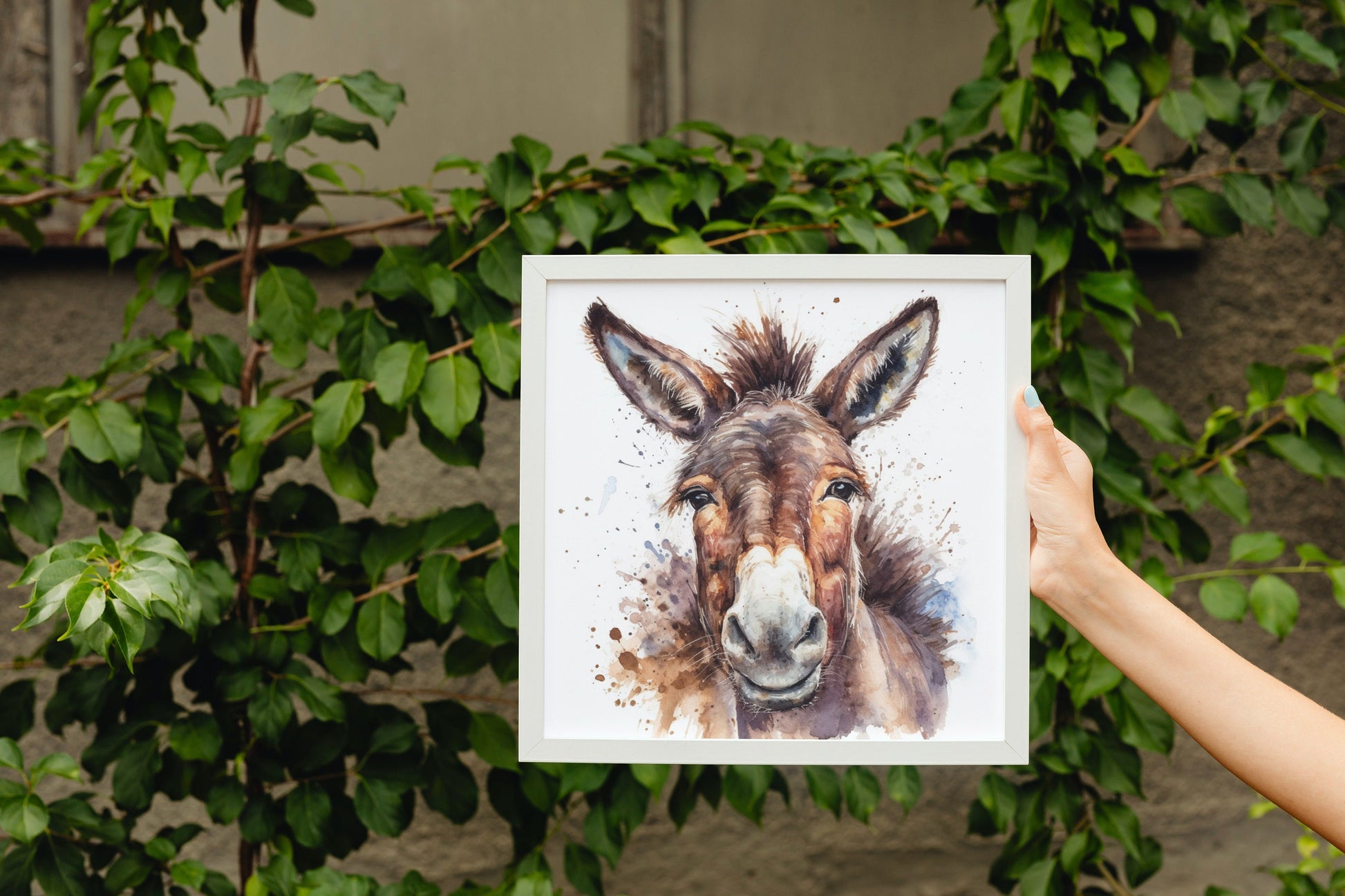 Happy Donkey Premium Print - Unframed Watercolor Poster - Wildlife Animal Wall Art, Farm Animal, Farmer Gift - CanvasityCrafts - Free Shipping