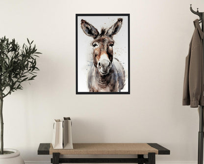 Happy Donkey Premium Print - Unframed Watercolor Poster - Wildlife Animal Wall Art, Farm Animal, Farmer Gift - CanvasityCrafts - Free Shipping