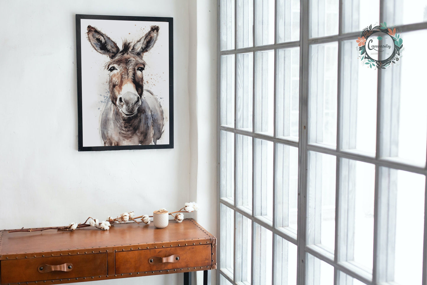 Happy Donkey Premium Print - Unframed Watercolor Poster - Wildlife Animal Wall Art, Farm Animal, Farmer Gift - CanvasityCrafts - Free Shipping