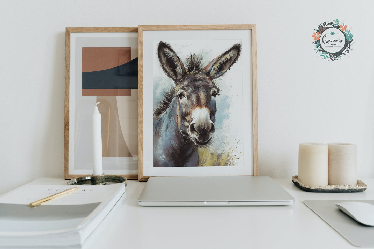 Happy Donkey Premium Print - Unframed Watercolor Poster - Wildlife Animal Wall Art, Farm Animal, Farmer Gift - CanvasityCrafts - Free Shipping