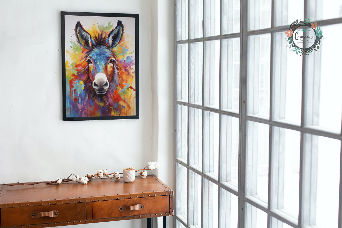 Rainbow Donkey Premium Print - Unframed Watercolor Poster - Wildlife Animal Wall Art, Farm Animal, Farmer Gift - CanvasityCrafts - Free Shipping