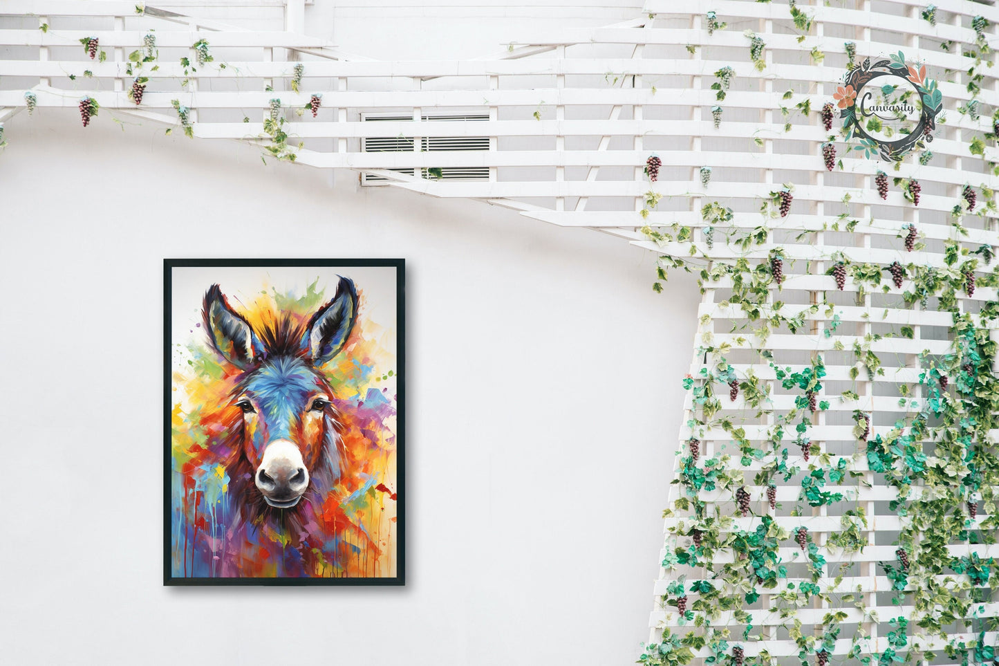 Rainbow Donkey Premium Print - Unframed Watercolor Poster - Wildlife Animal Wall Art, Farm Animal, Farmer Gift - CanvasityCrafts - Free Shipping