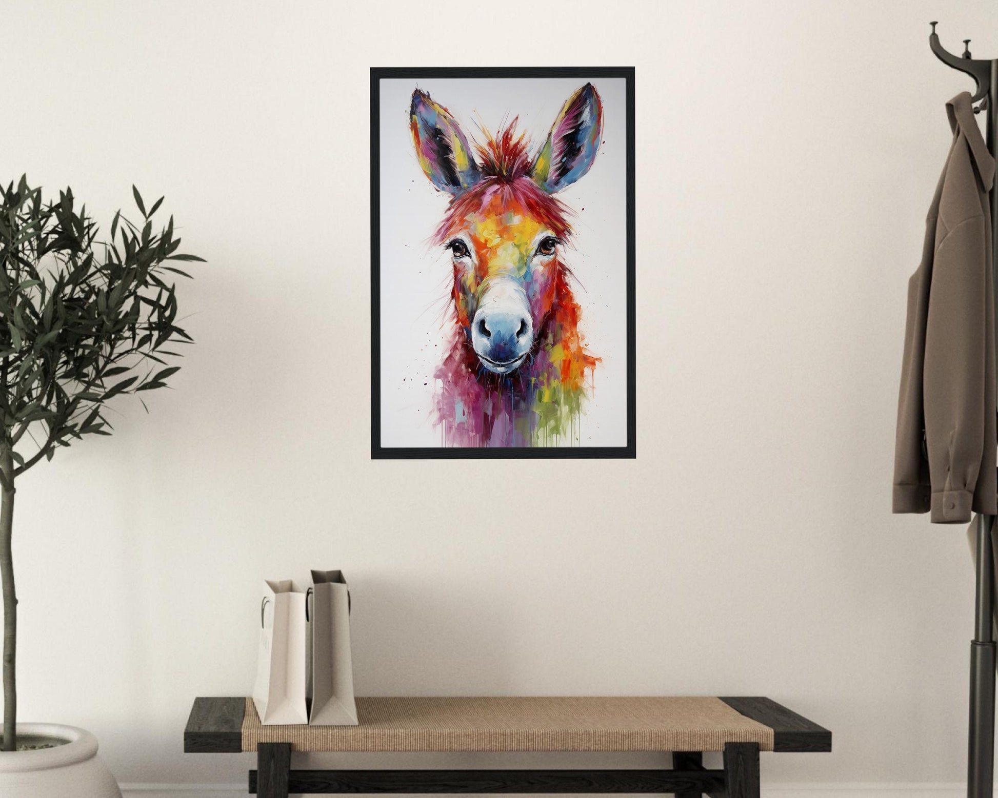 Rainbow Donkey Premium Print - Unframed Watercolor Poster - Wildlife Animal Wall Art, Farm Animal, Farmer Gift - CanvasityCrafts - Free Shipping